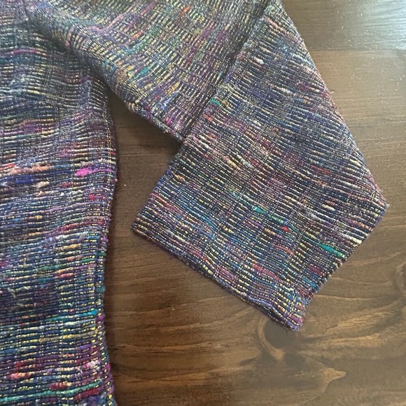 ⭐️ JM Collection J Mclaughlin Silk Cotton Blazer Buttons Metallic Jacket Large - Picture 2 of 10